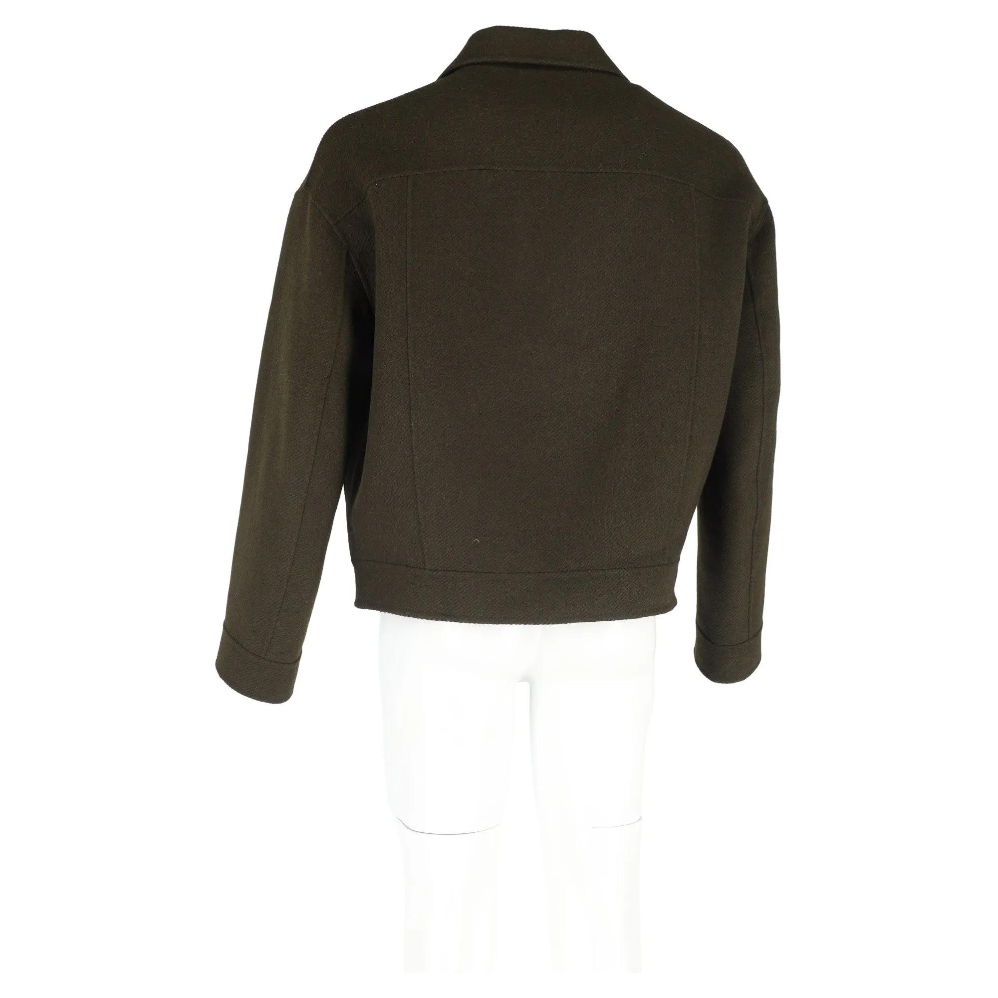 Acne Studios Cropped Twill Jacket in Green Wool