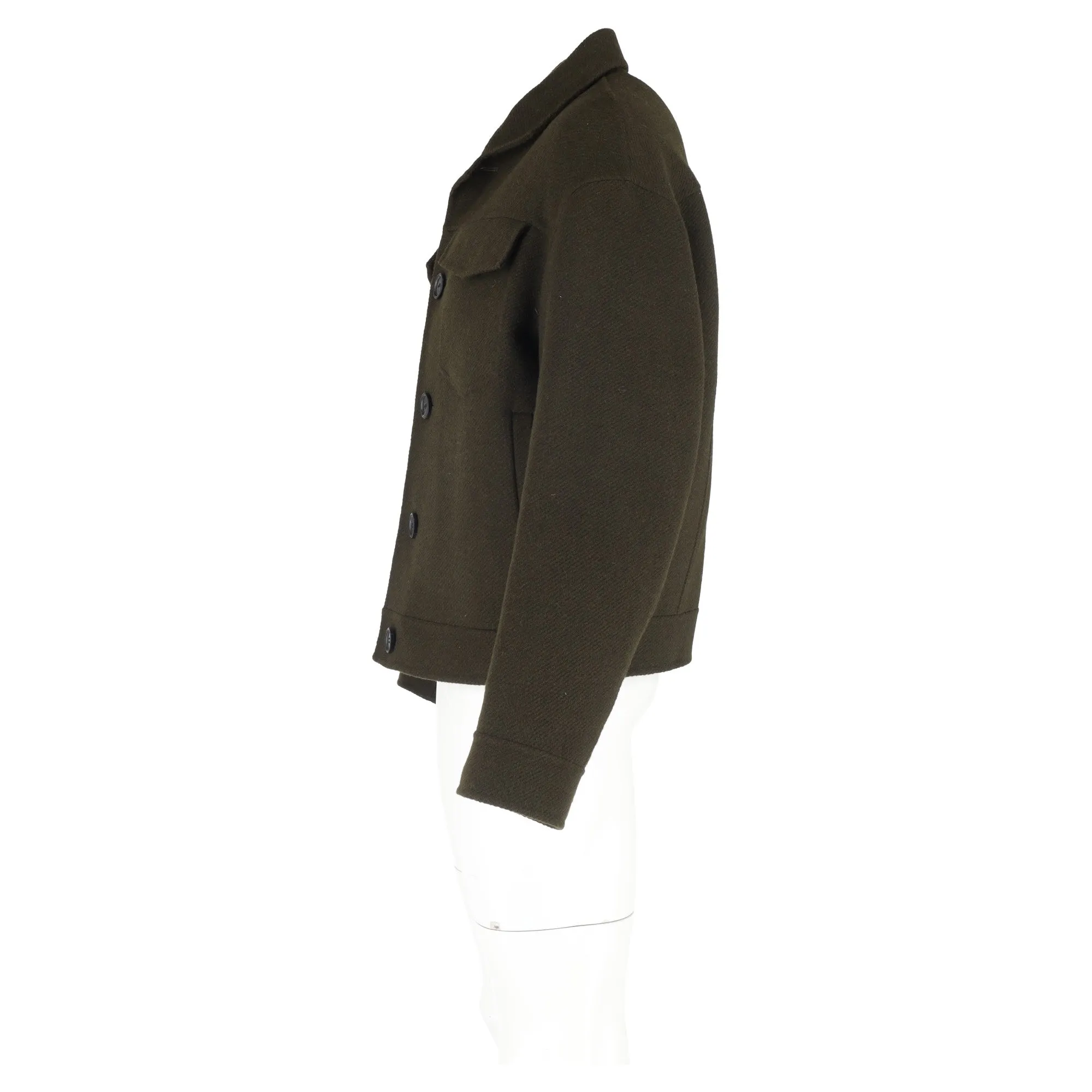 Acne Studios Cropped Twill Jacket in Green Wool