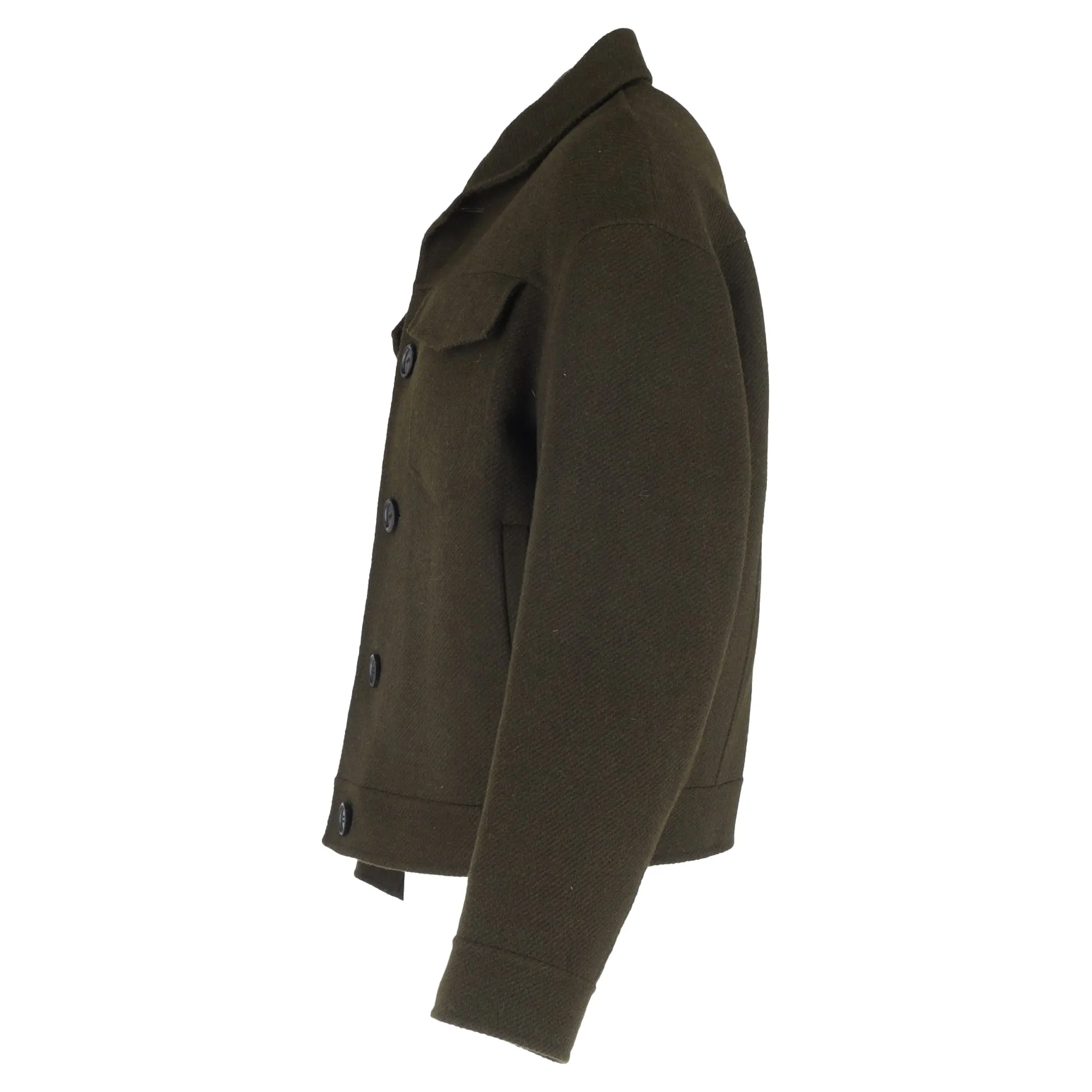 Acne Studios Cropped Twill Jacket in Green Wool