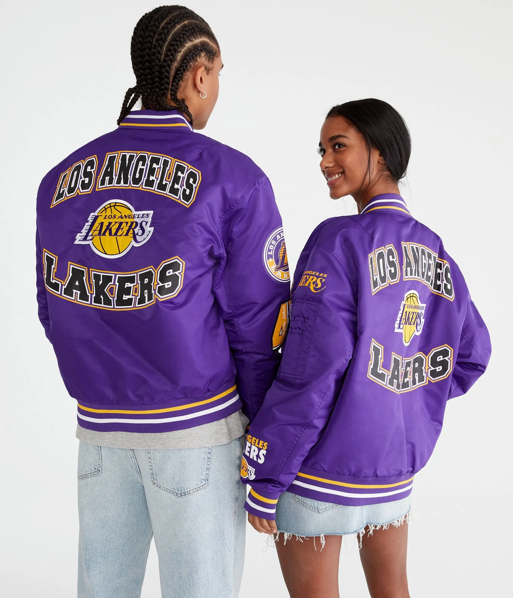 Aeropostale Los Angeles Lakers Basketball Bomber Jacket