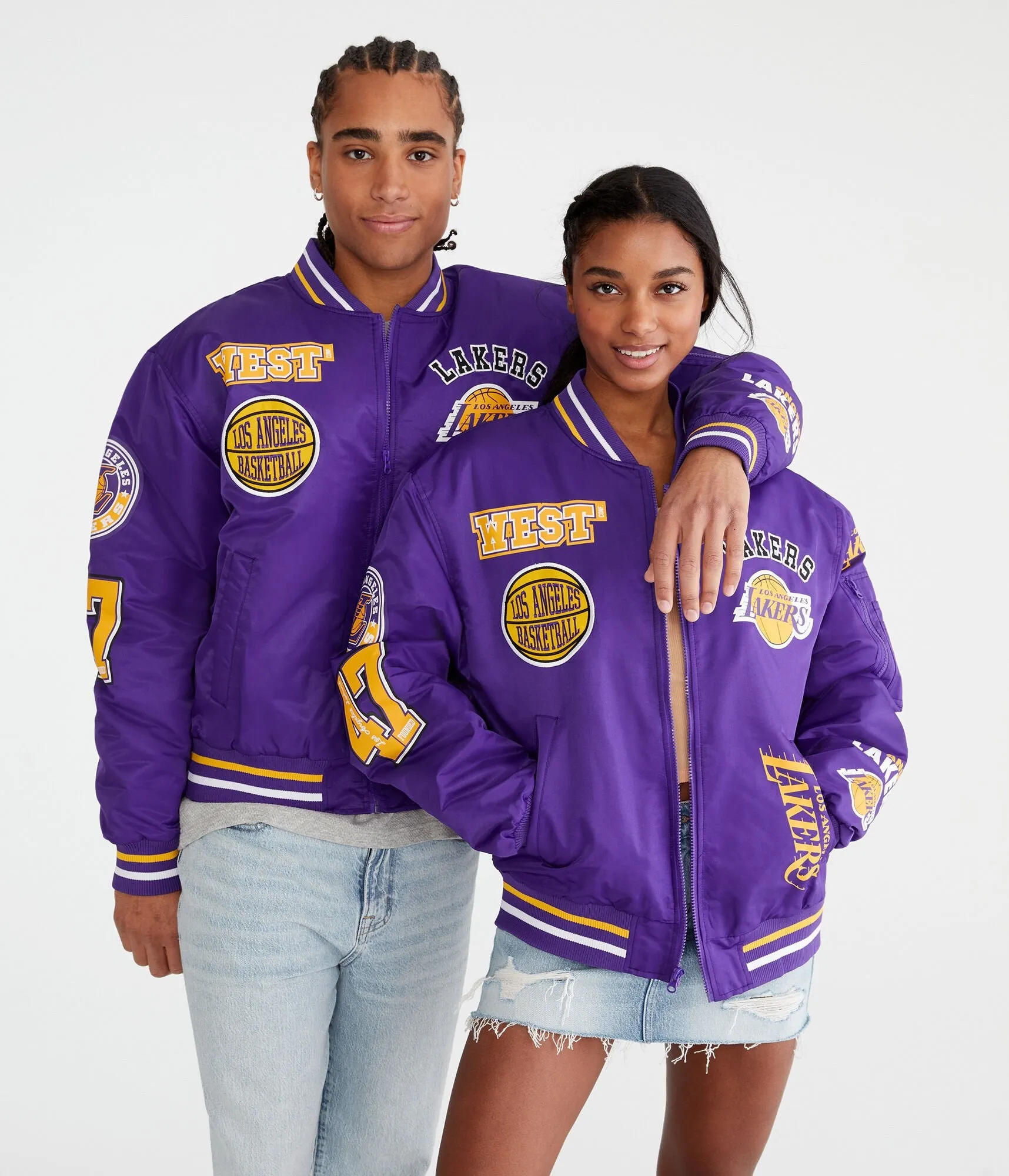Aeropostale Los Angeles Lakers Basketball Bomber Jacket