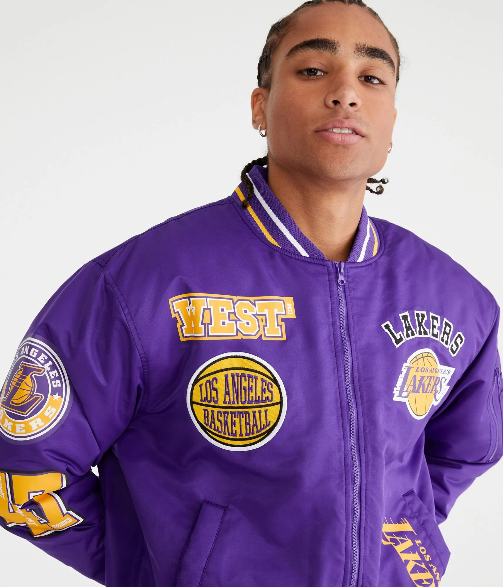 Aeropostale Los Angeles Lakers Basketball Bomber Jacket