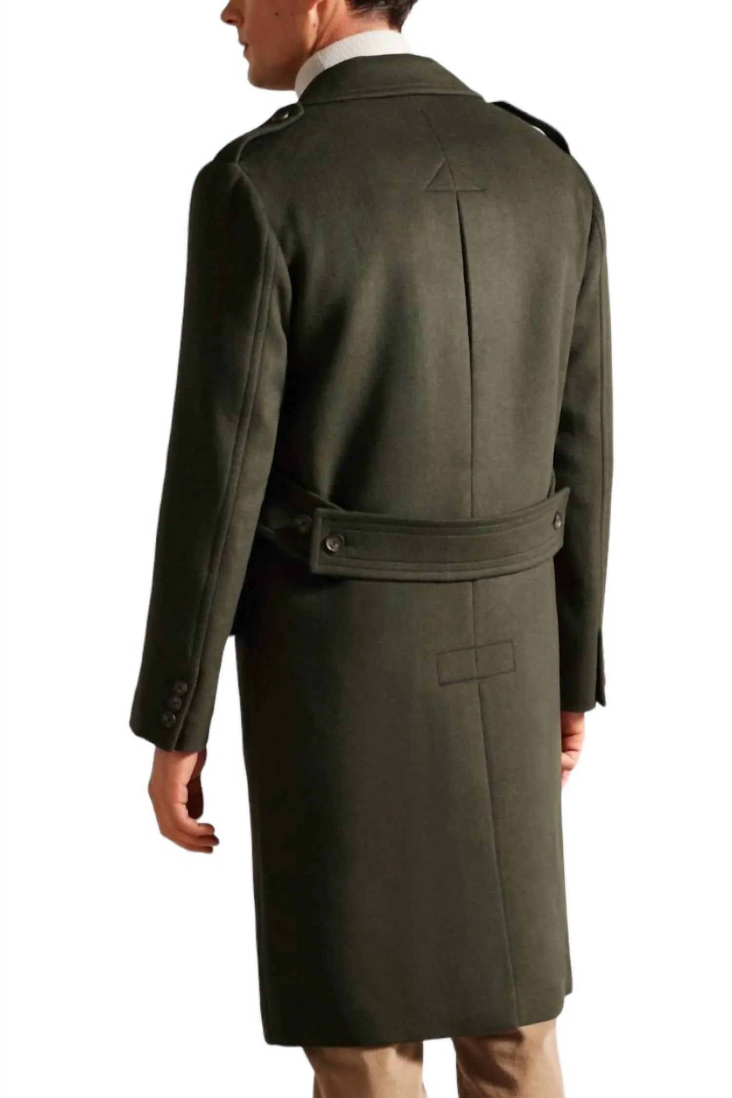 Avin Wool Blend Military Coat In Dark Green