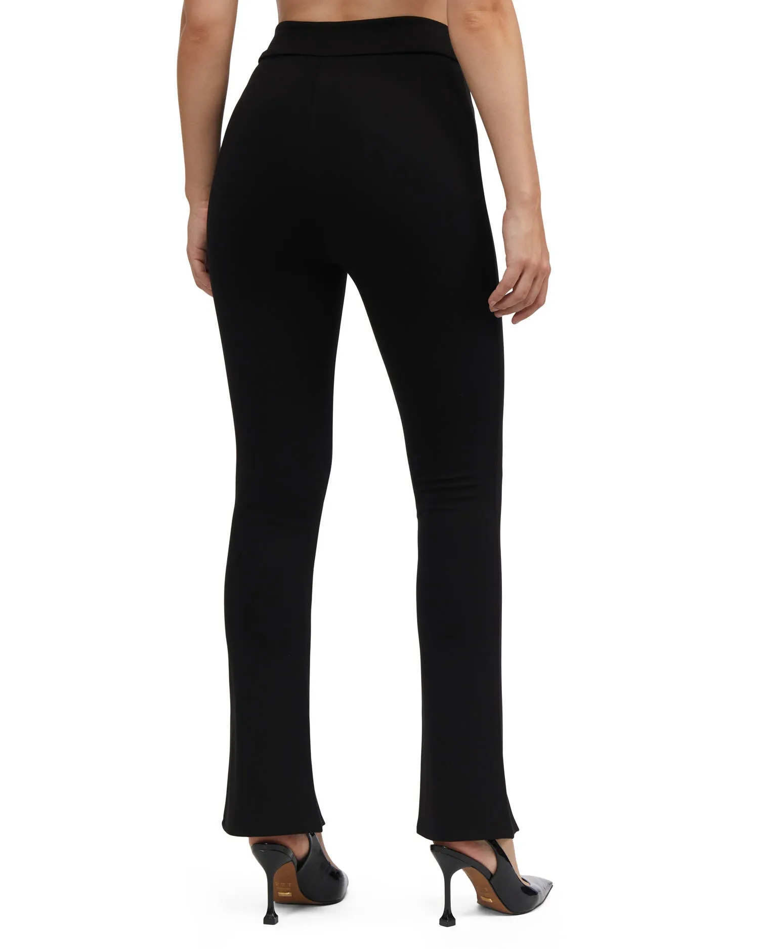 Bebe Women's Front Slit Flared Pdr Pant
