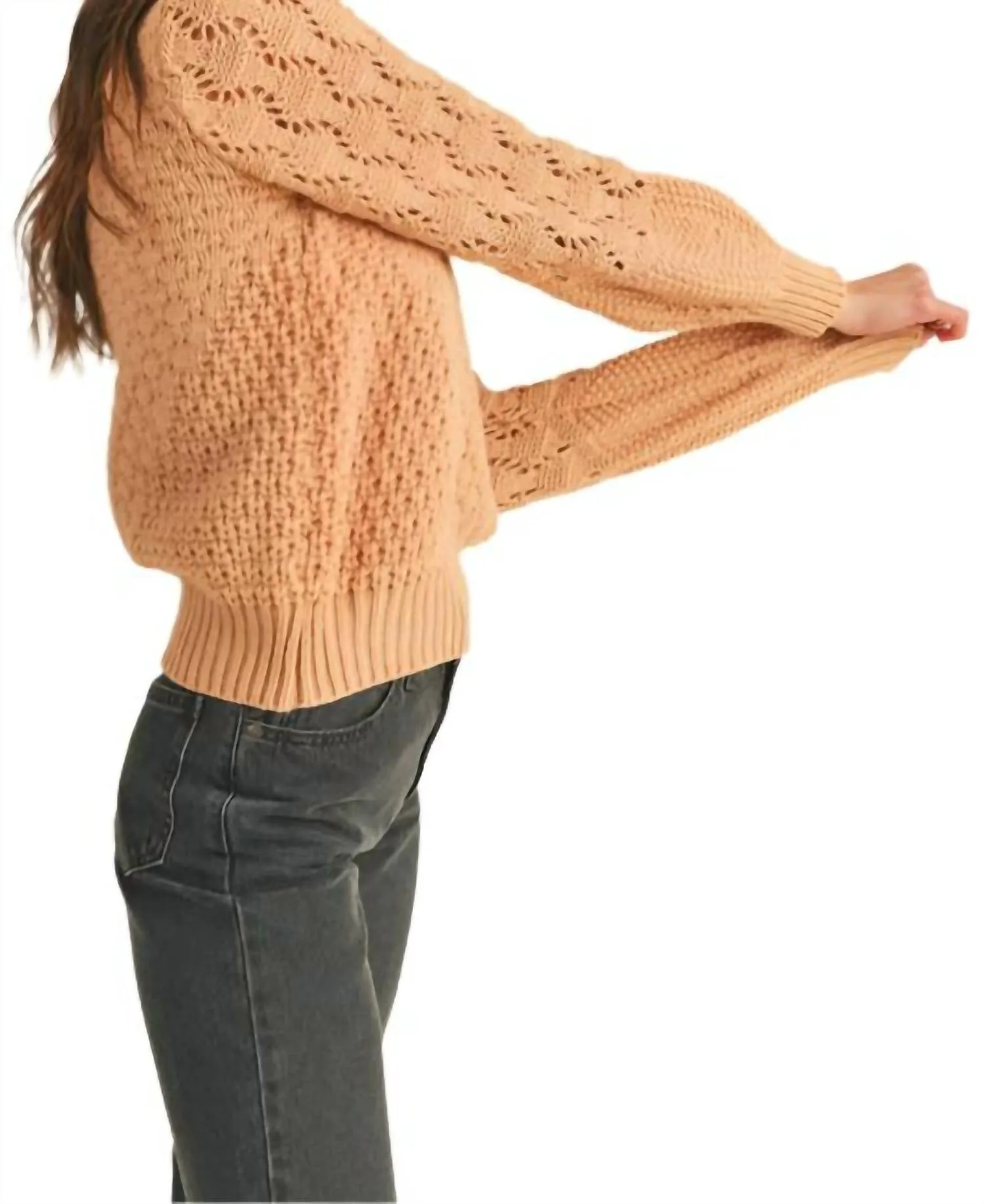 Brianna Crew Neck Sweater In Taupe