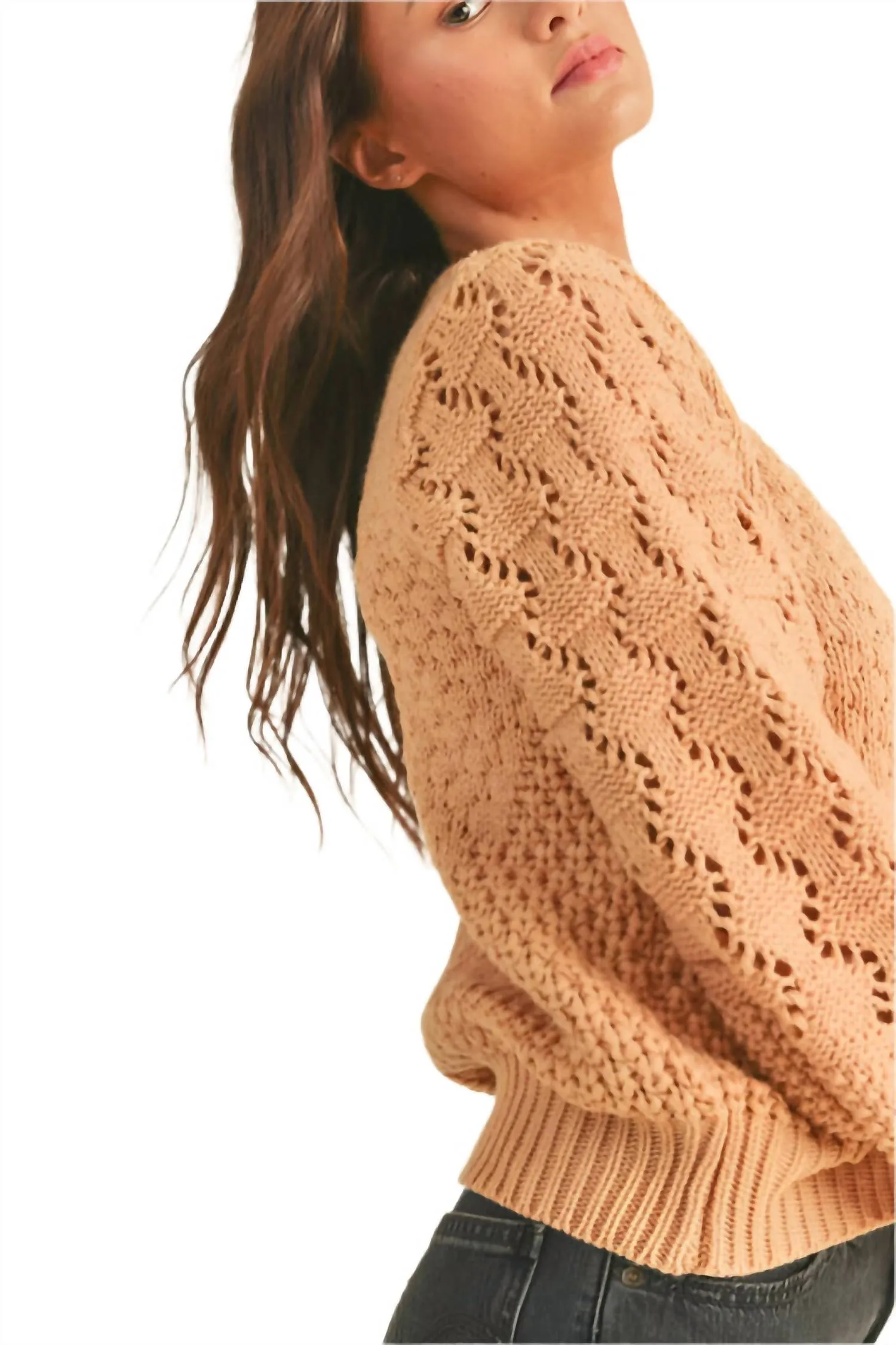 Brianna Crew Neck Sweater In Taupe