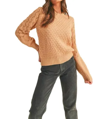 Brianna Crew Neck Sweater In Taupe