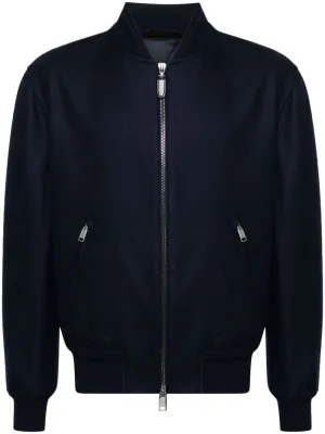 Brushed-Effect Twill Bomber Jacket