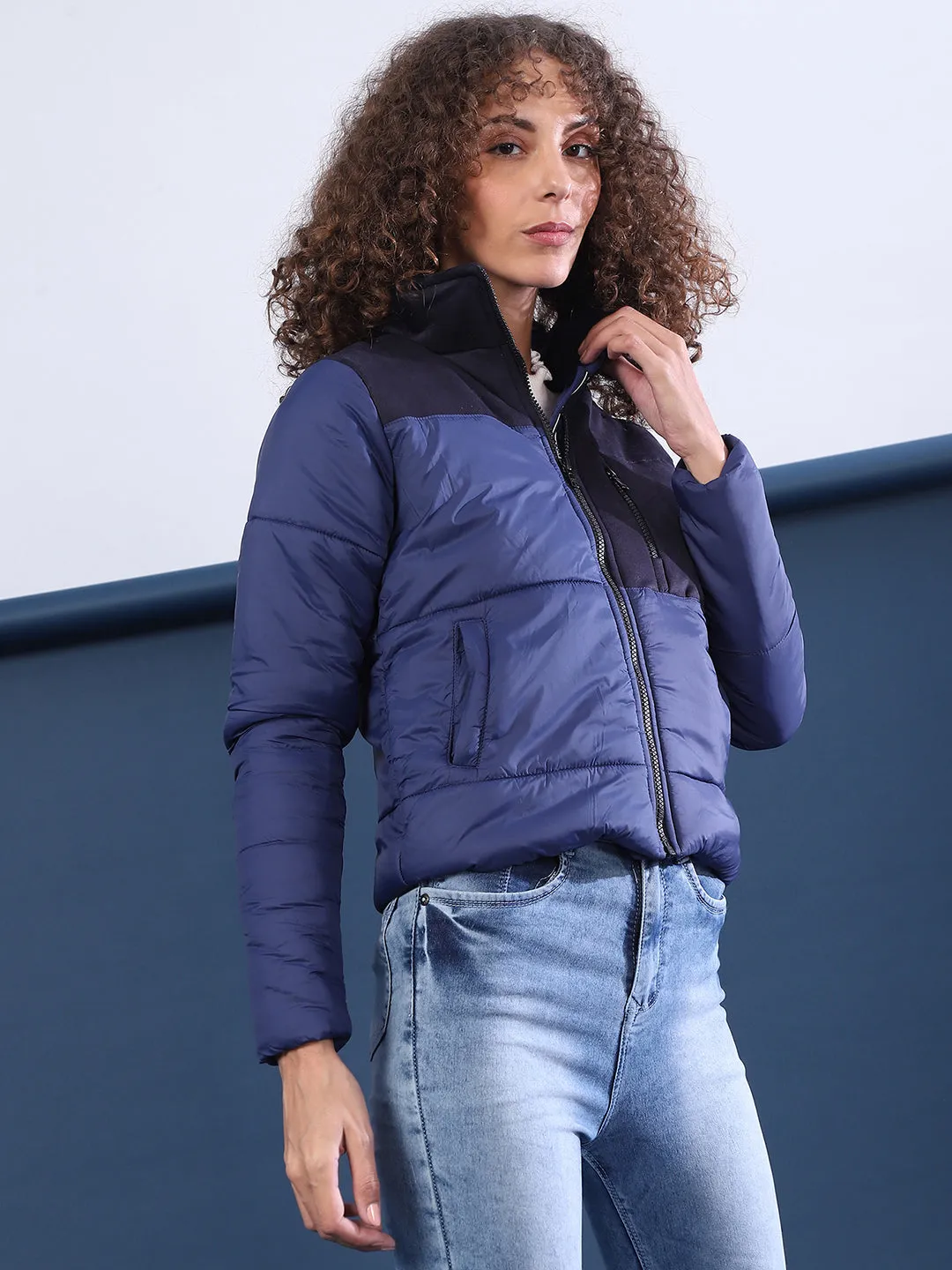 Campus Sutra Women Colorblock Stylish Casual Bomber Jacket