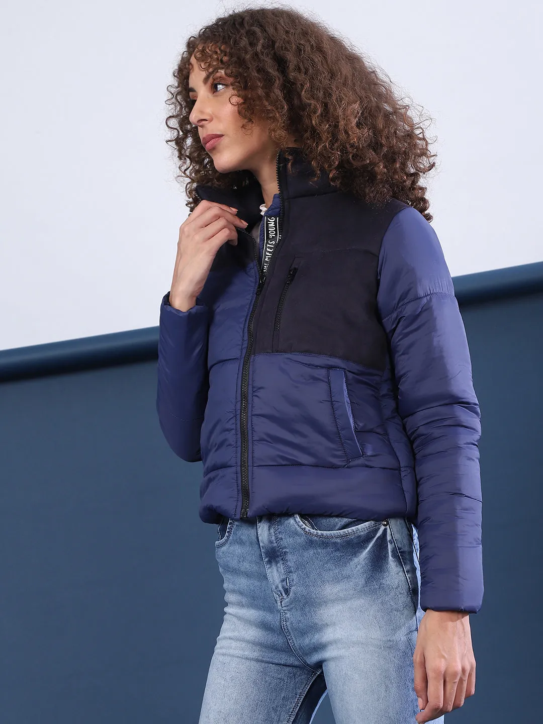 Campus Sutra Women Colorblock Stylish Casual Bomber Jacket
