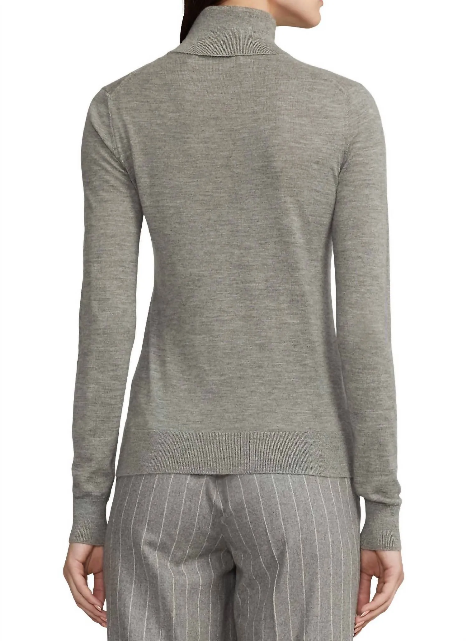 Cashmere Long Sleeve Turtleneck In Grey