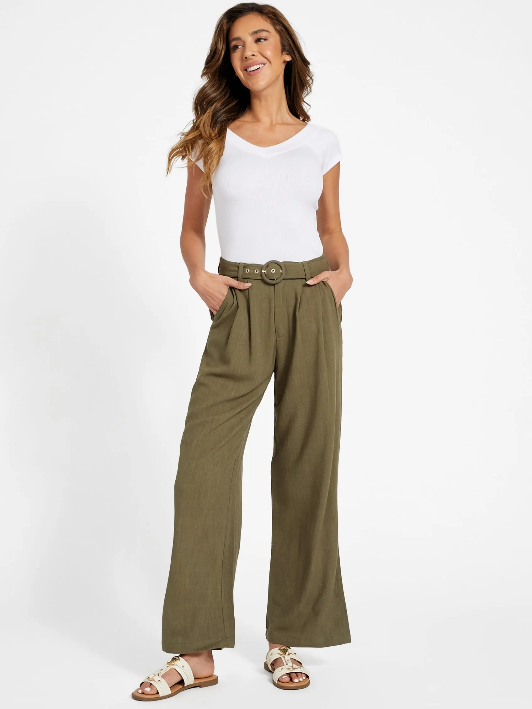 Charlie Belted Linen Pants