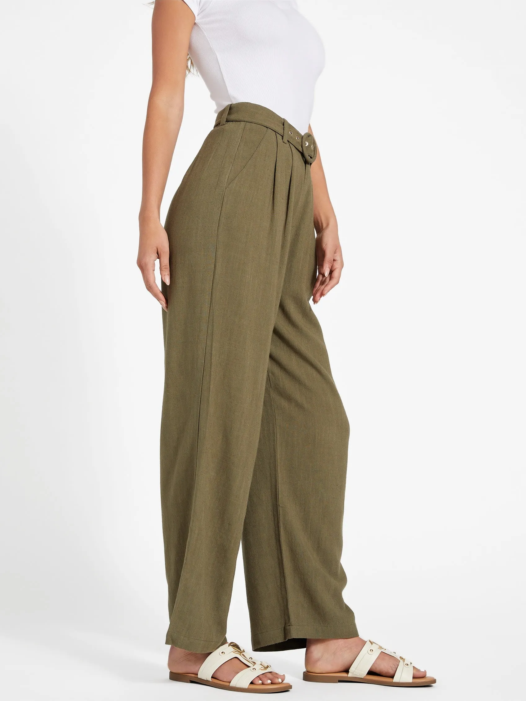 Charlie Belted Linen Pants