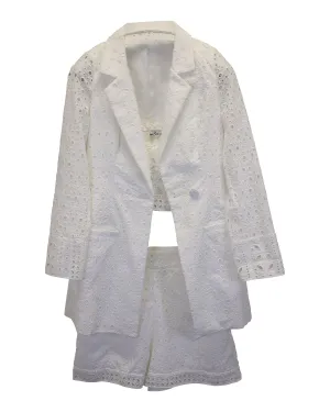 Charo Ruiz Ibiza 3-Piece Broderie Anglaise Suit Set in White Cotton