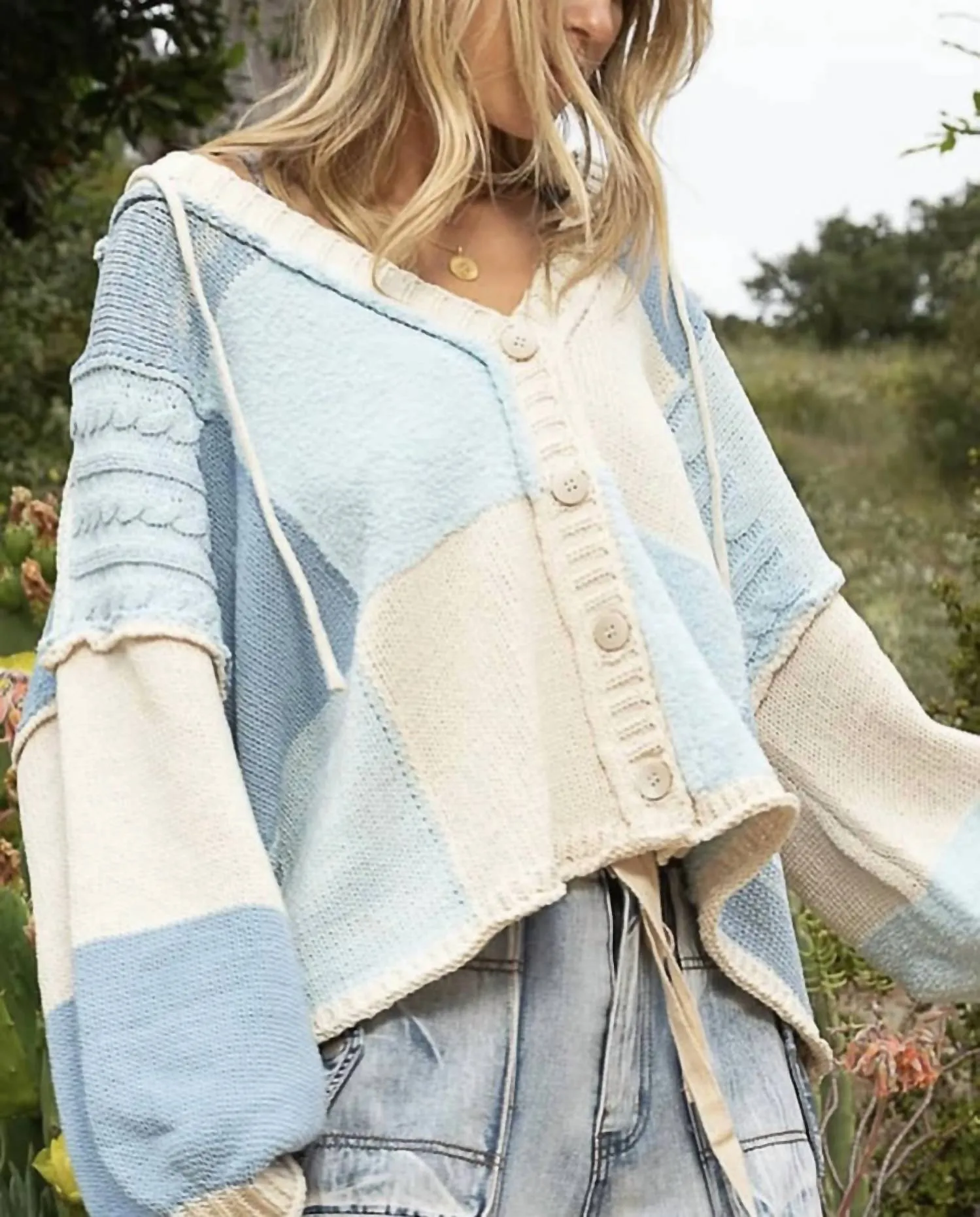 Chenille Cardigan Sweater In Almond Sky