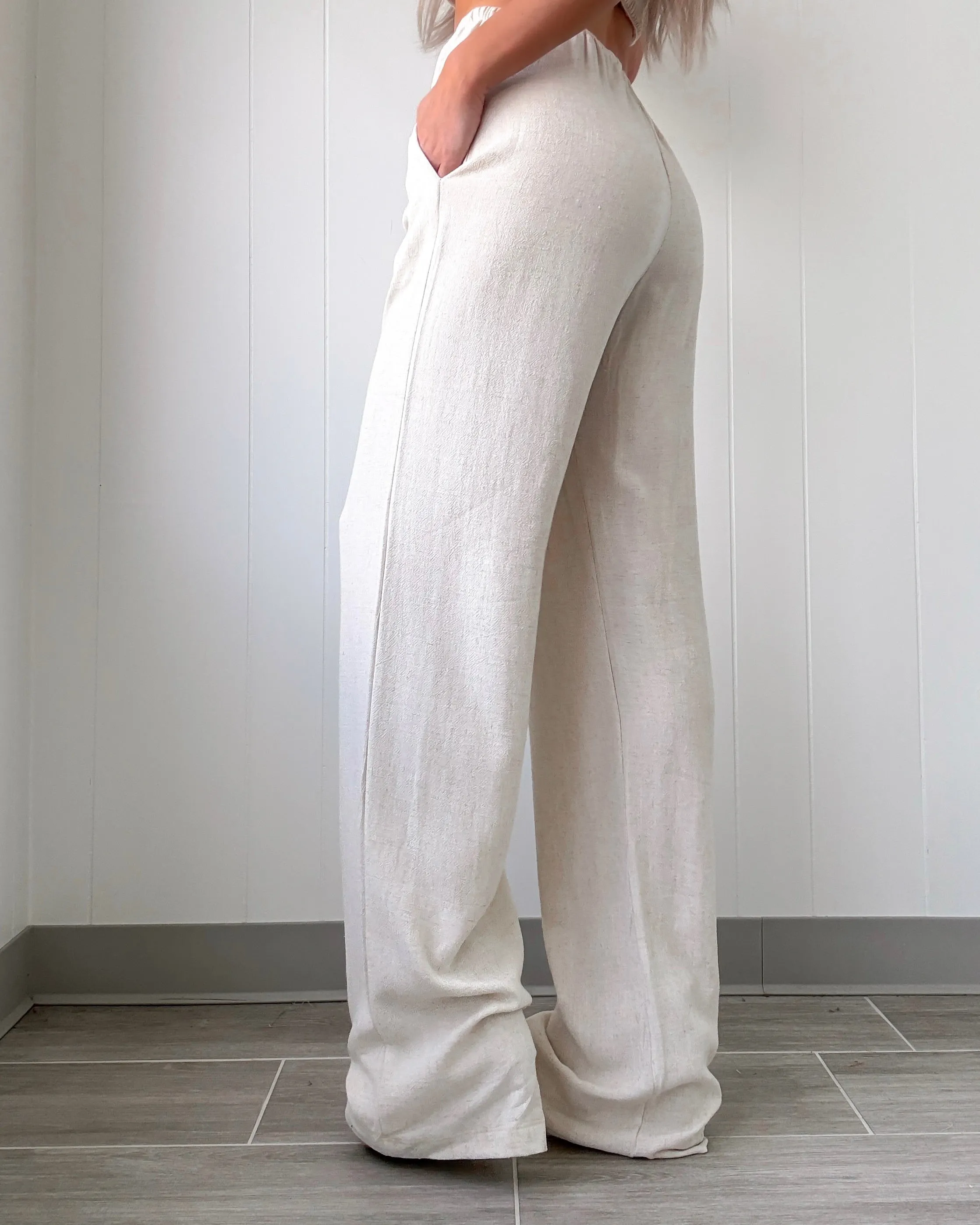 Coconut Kisses Linen Pants - Oat