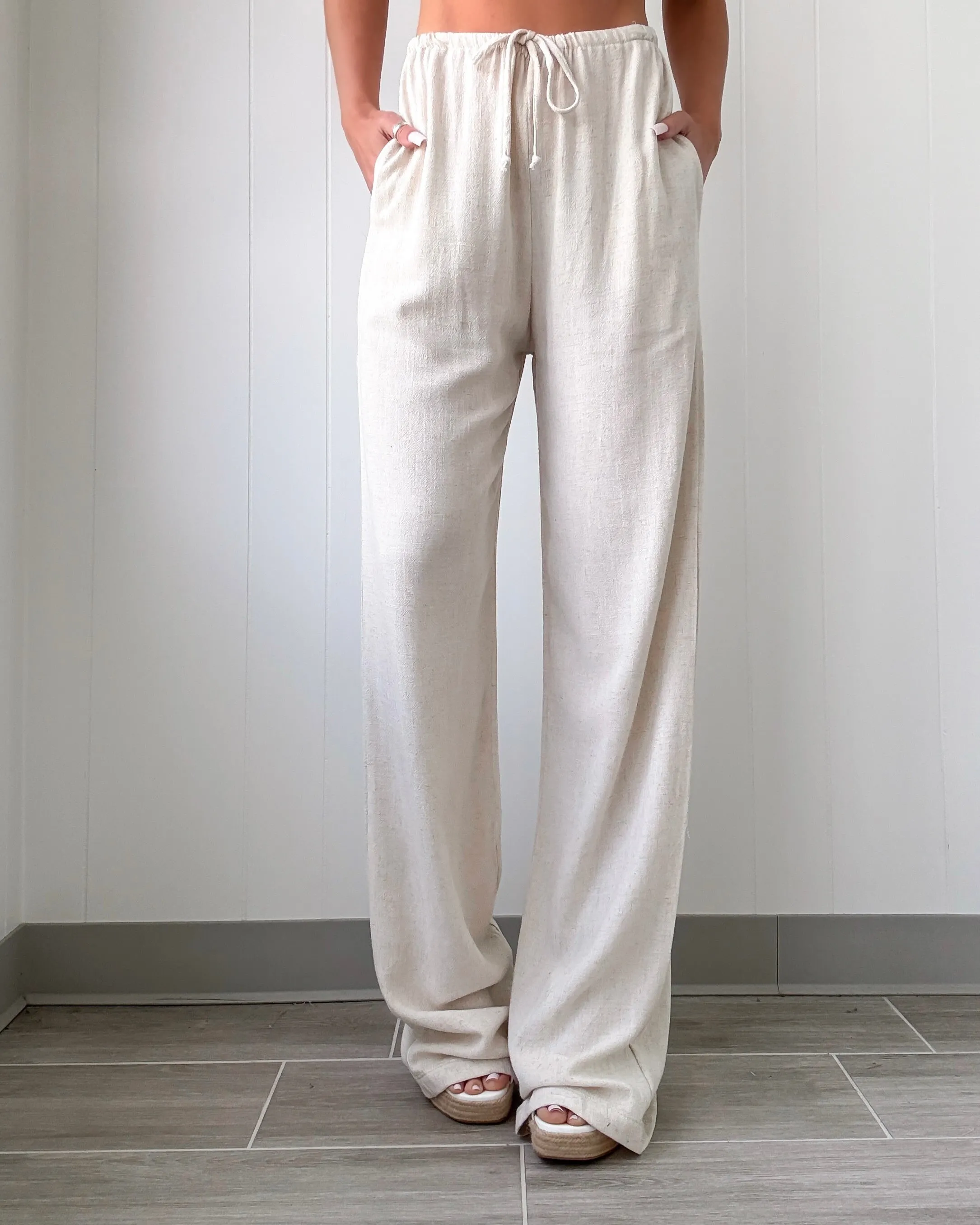Coconut Kisses Linen Pants - Oat