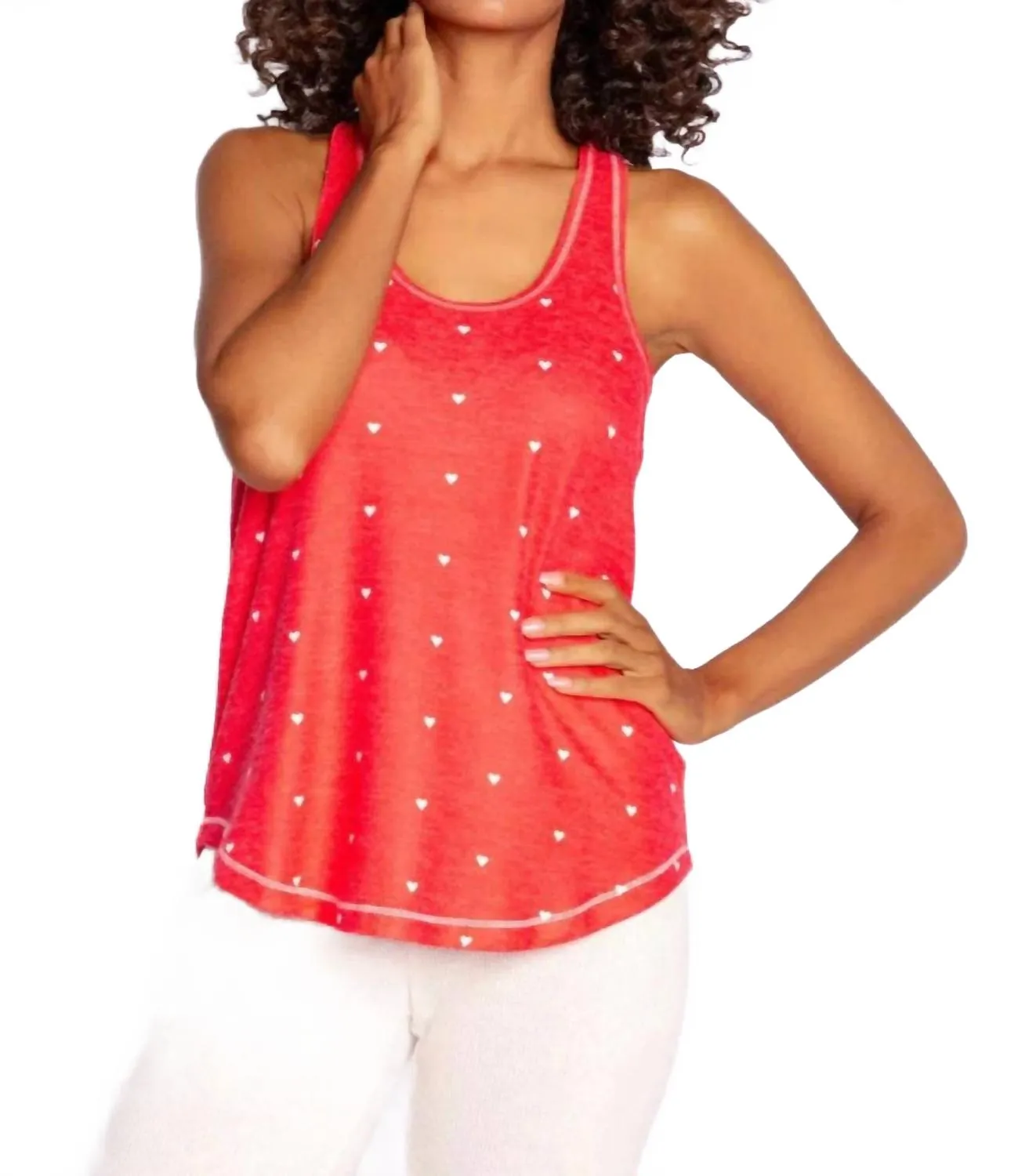 Cozy In Love Tank Top In Red