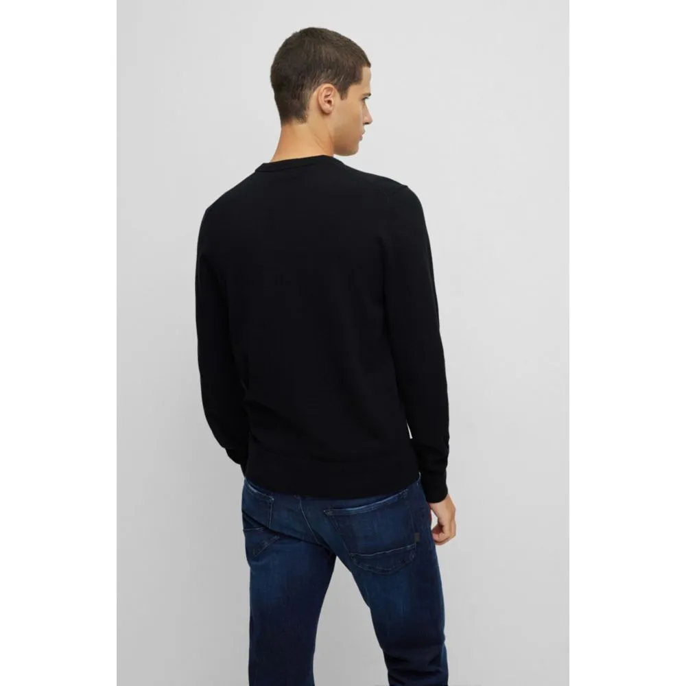 Crew-neck sweater in cotton and cashmere with logo