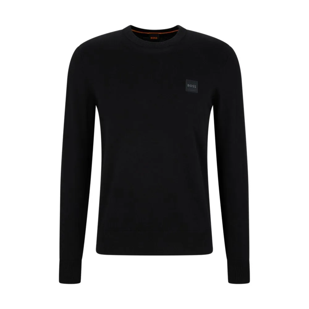 Crew-neck sweater in cotton and cashmere with logo