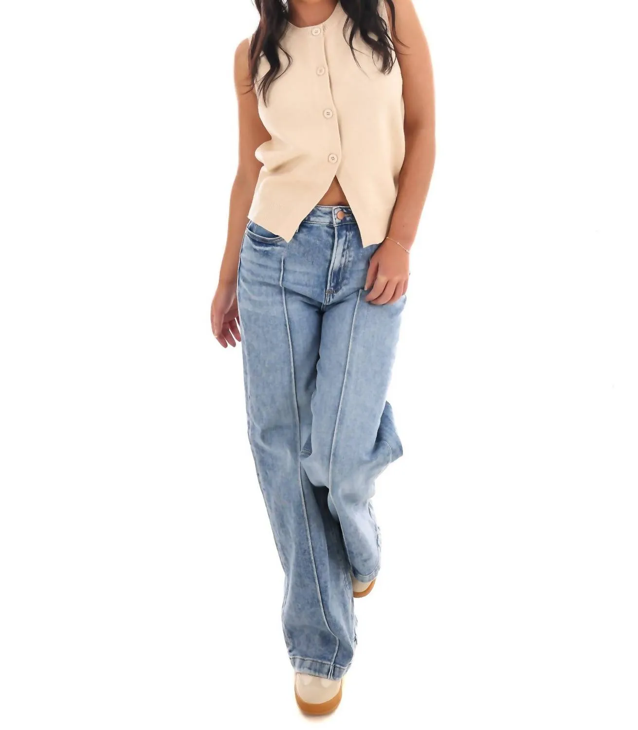Crewneck Sweater Vest In Cream