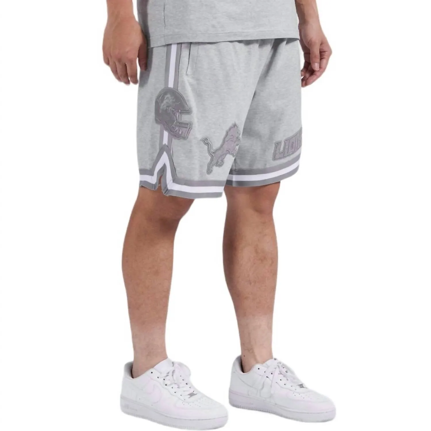 Detroit Lions Triple Tonal Shorts In Heather Grey