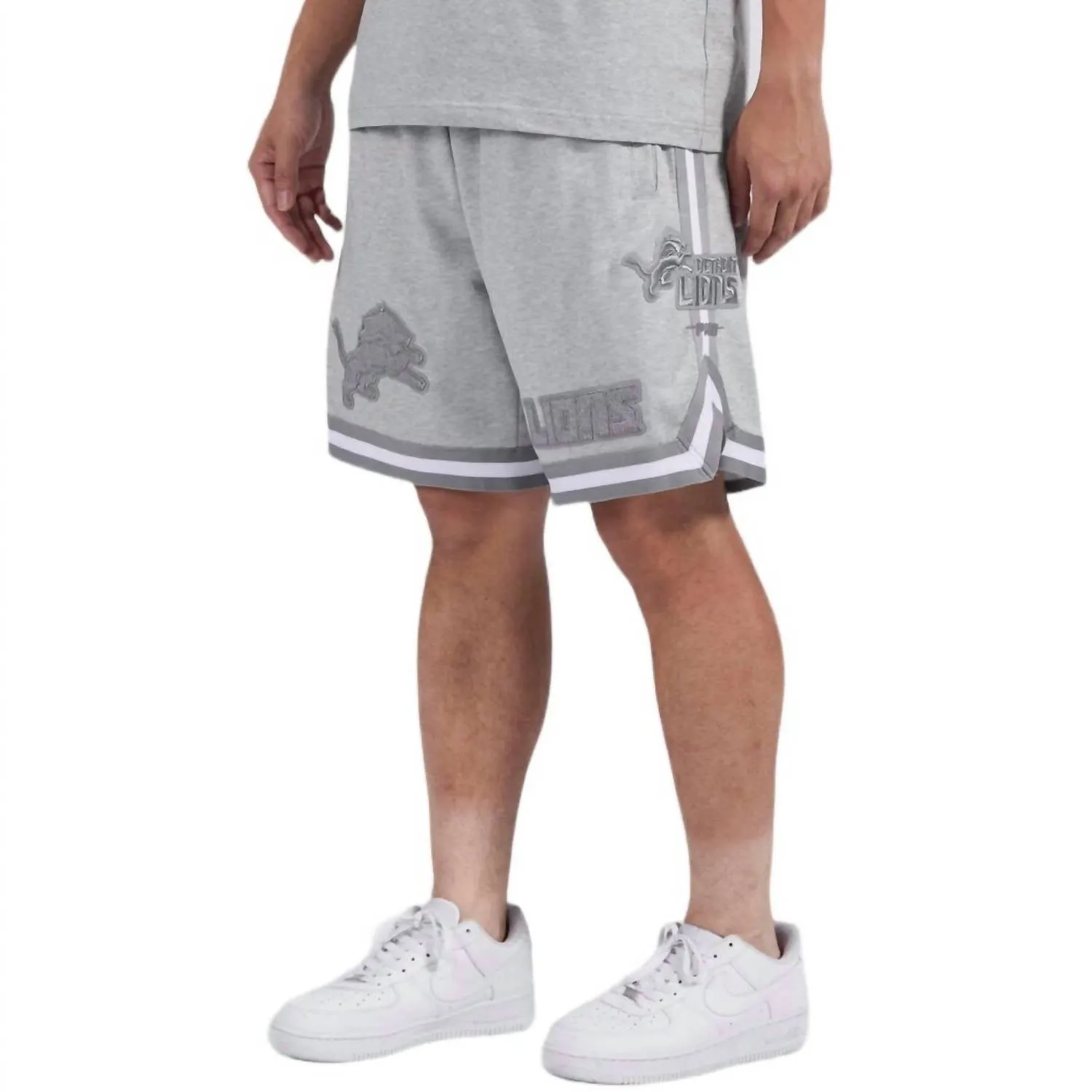 Detroit Lions Triple Tonal Shorts In Heather Grey