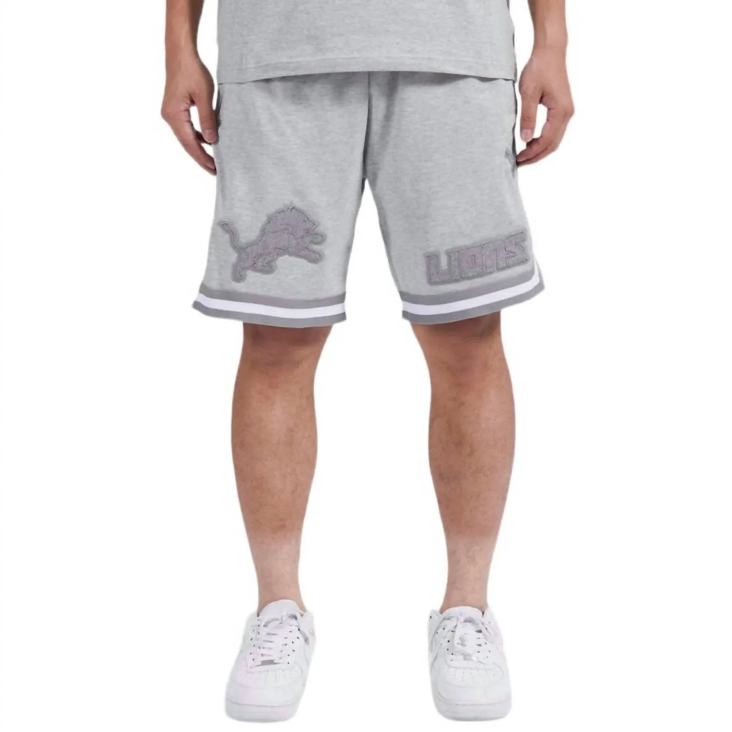 Detroit Lions Triple Tonal Shorts In Heather Grey