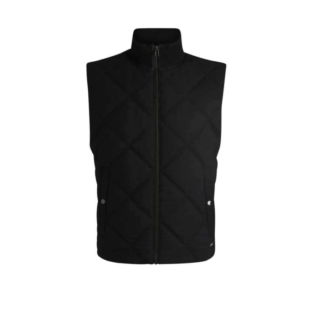 Diamond-quilted gilet with ribbed-cotton trims