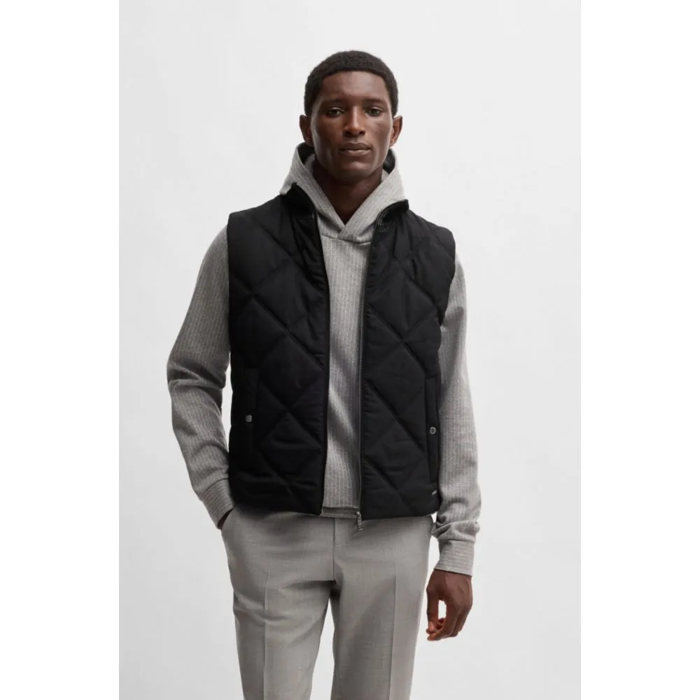 Diamond-quilted gilet with ribbed-cotton trims