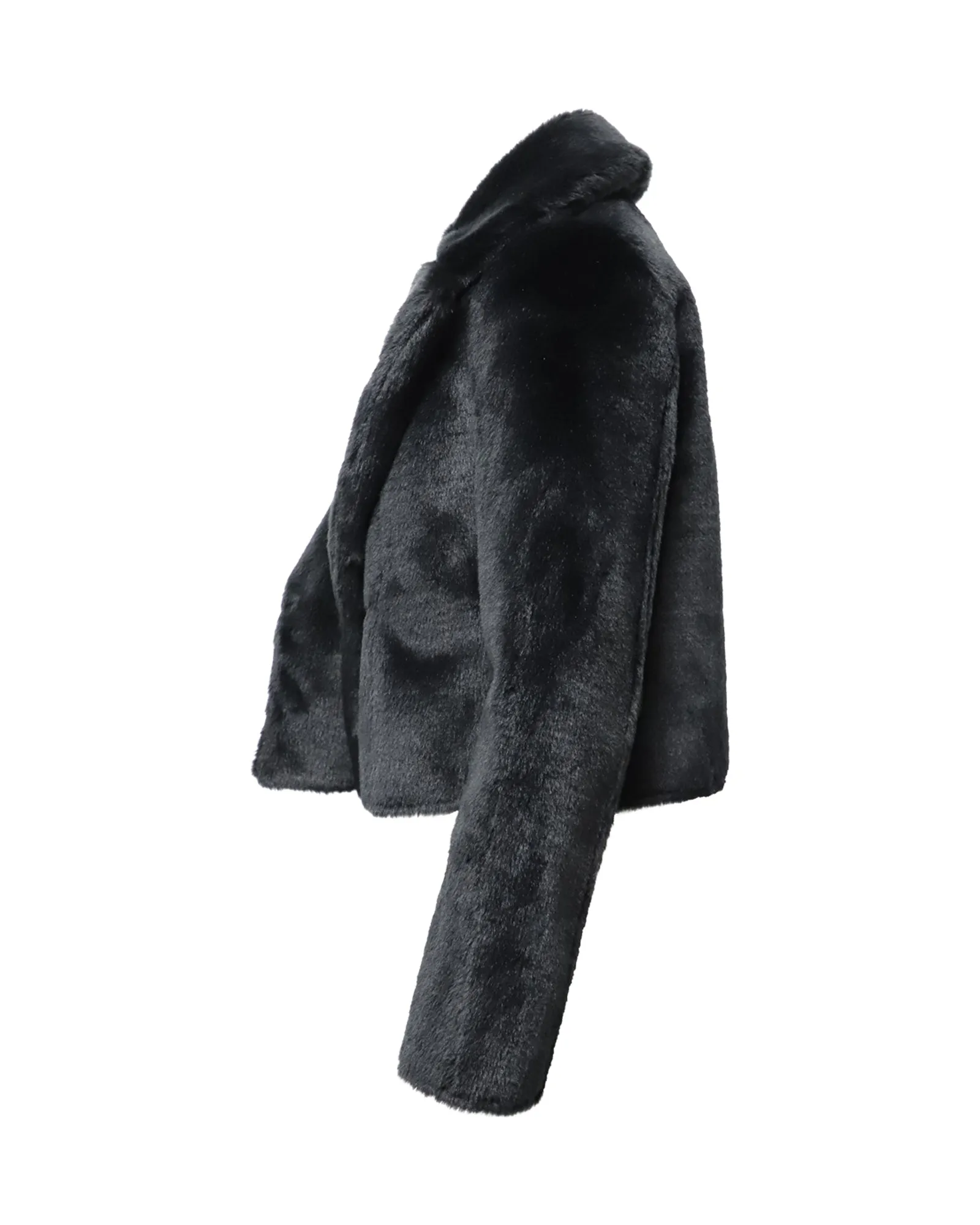 Diane Von Furstenberg Faux Fur Cropped Jacket in Black Acrylic