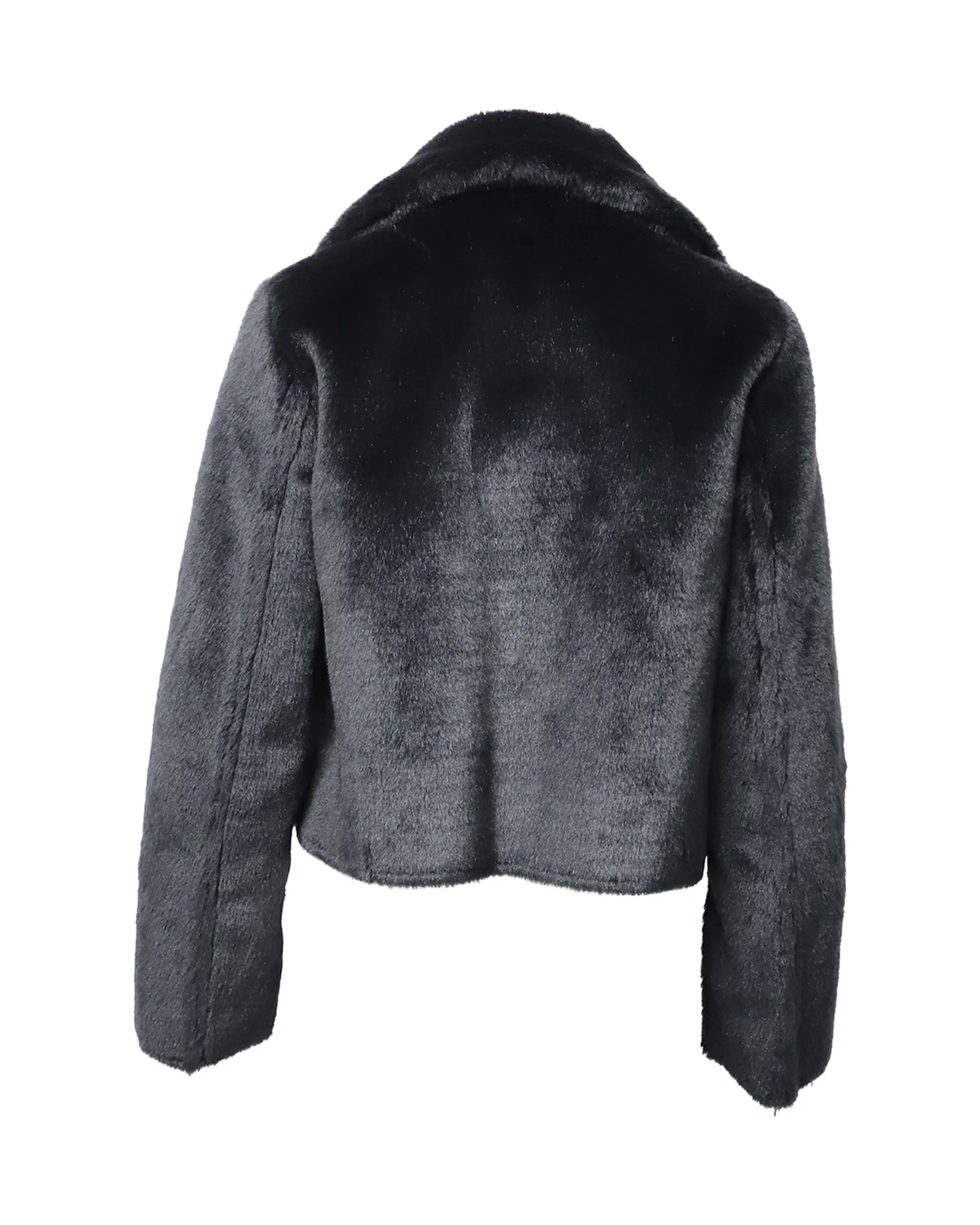 Diane Von Furstenberg Faux Fur Cropped Jacket in Black Acrylic