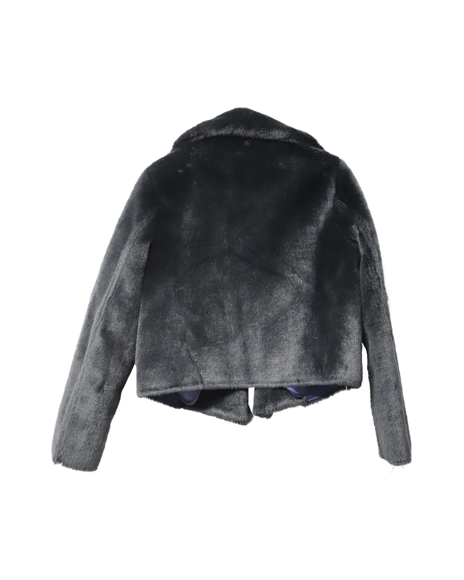 Diane Von Furstenberg Faux Fur Cropped Jacket in Black Acrylic
