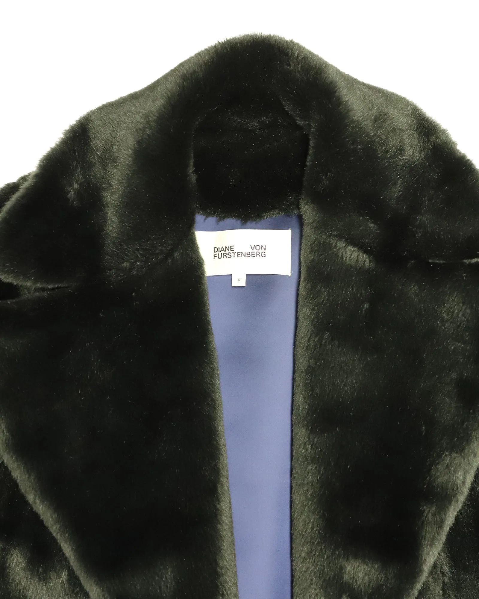 Diane Von Furstenberg Faux Fur Cropped Jacket in Black Acrylic