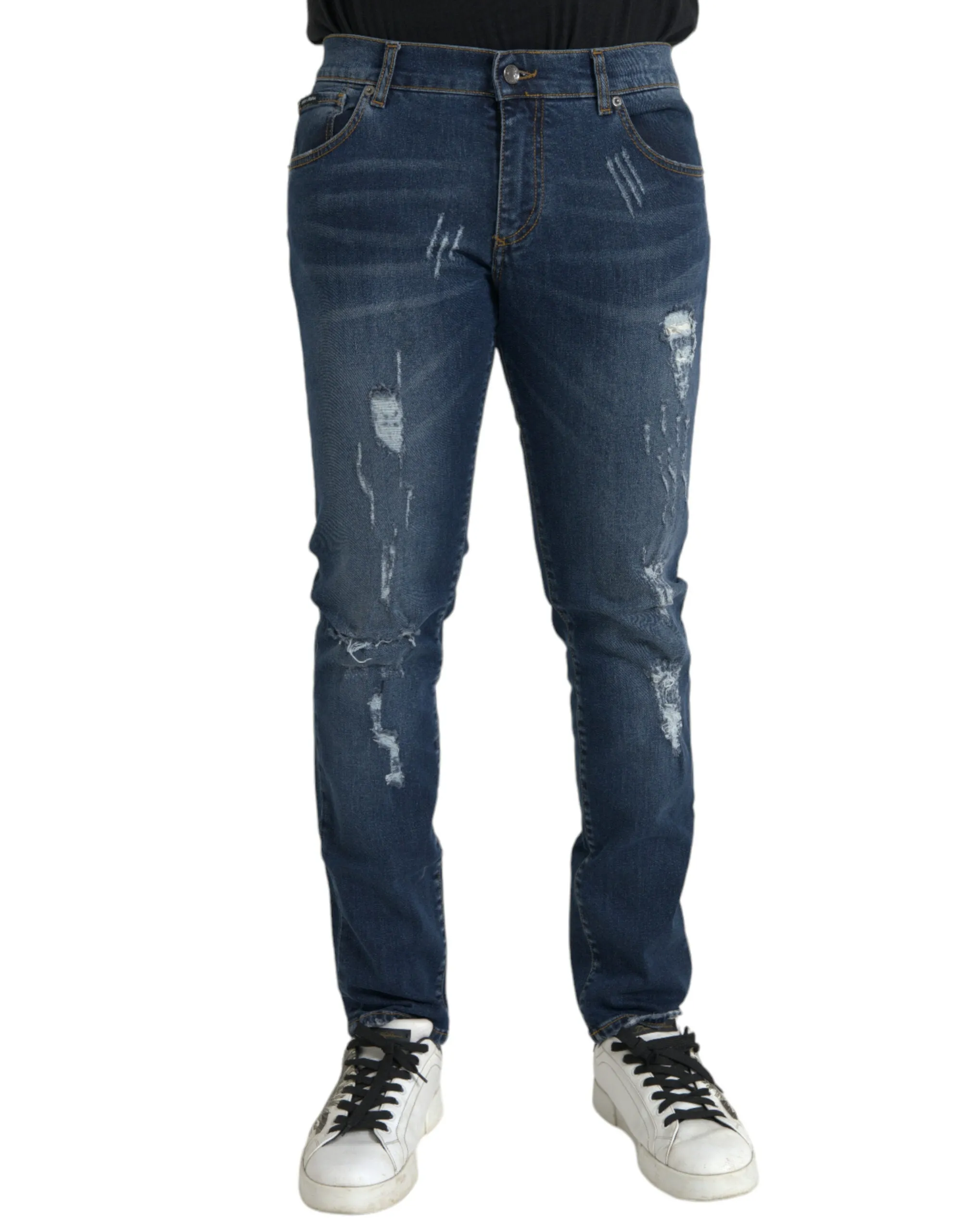 Dolce & Gabbana Distressed Cotton Skinny Men's Jeans