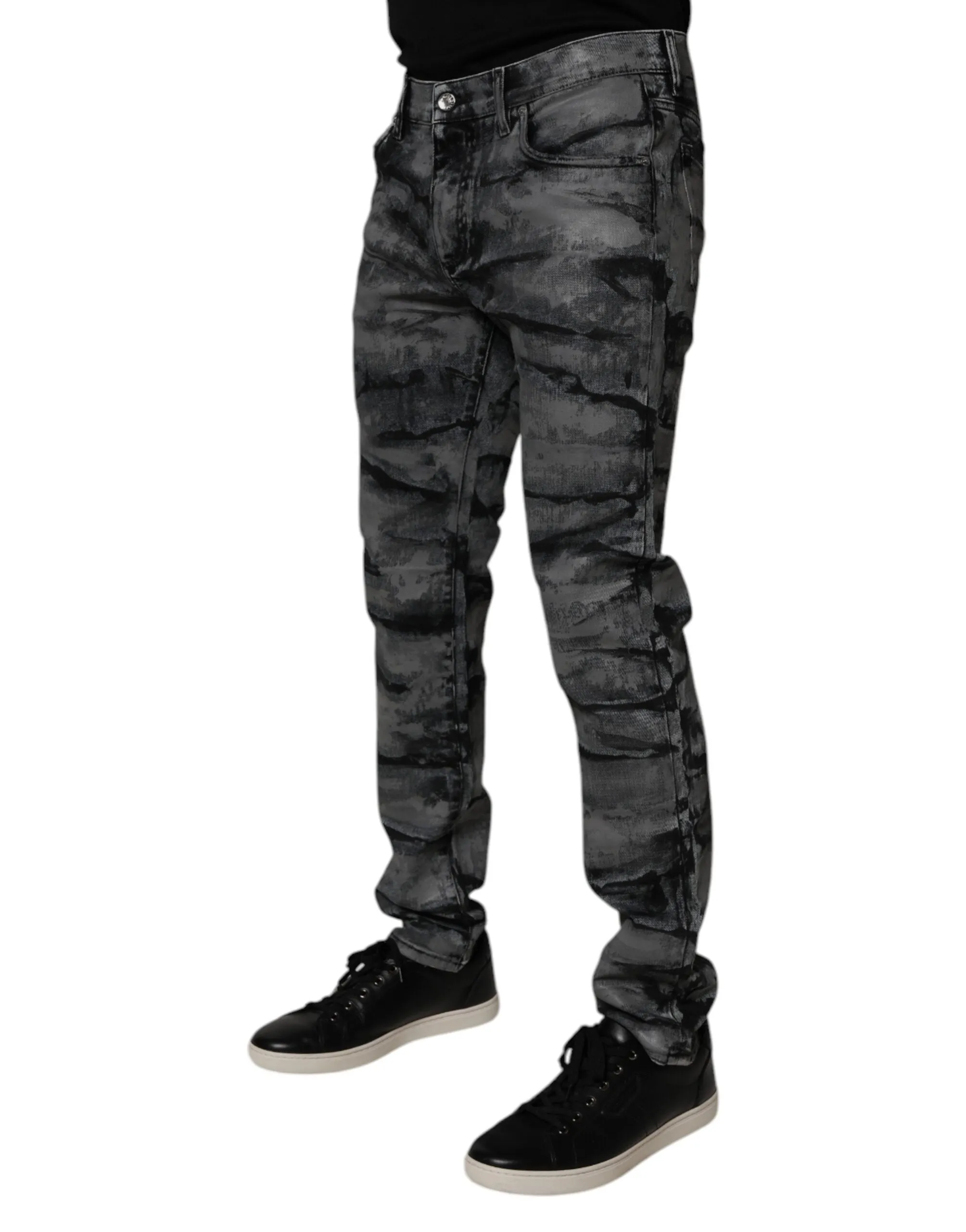 Dolce & Gabbana Tie Dye Cotton Skinny Men blue Men's Jeans