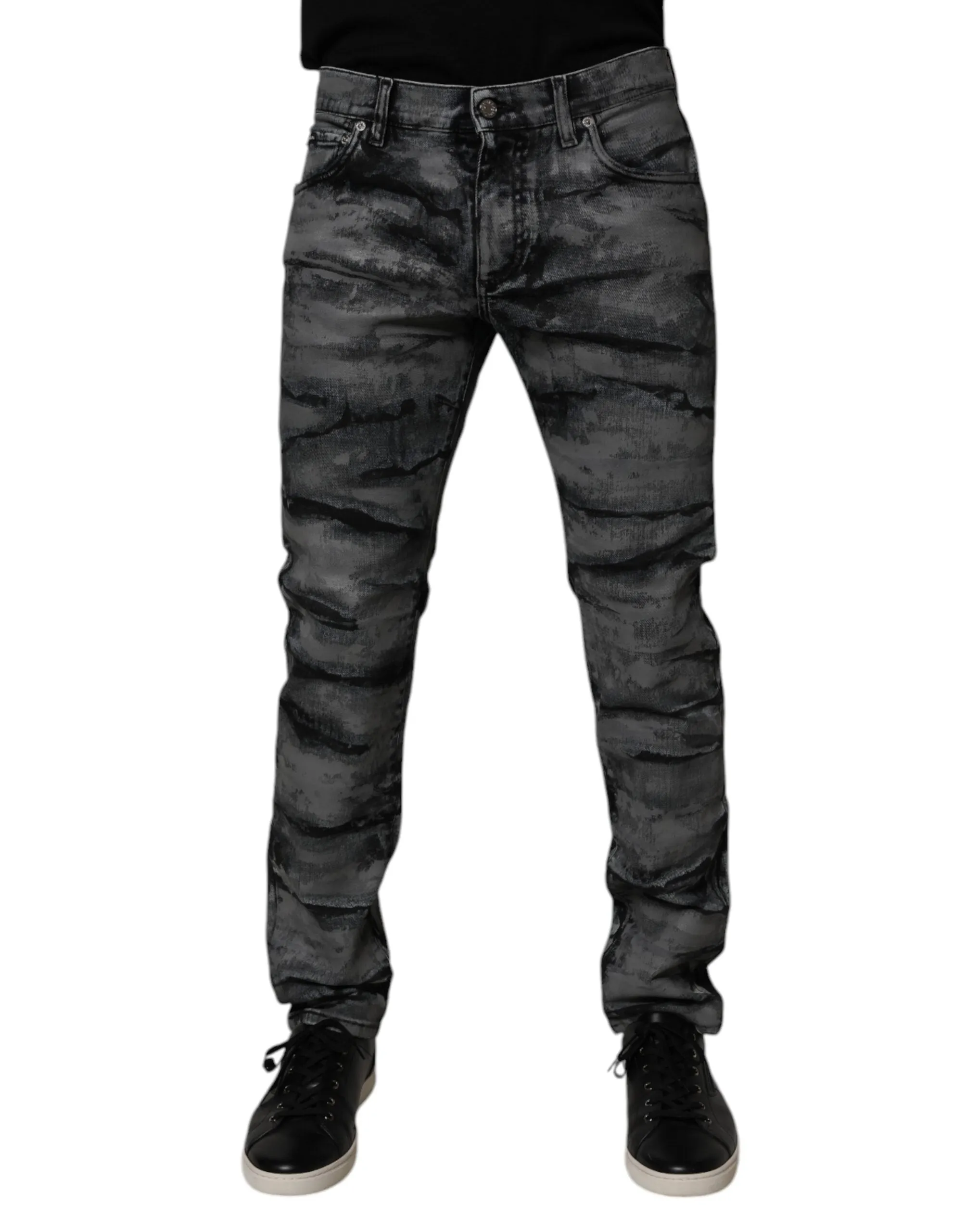 Dolce & Gabbana Tie Dye Cotton Skinny Men blue Men's Jeans