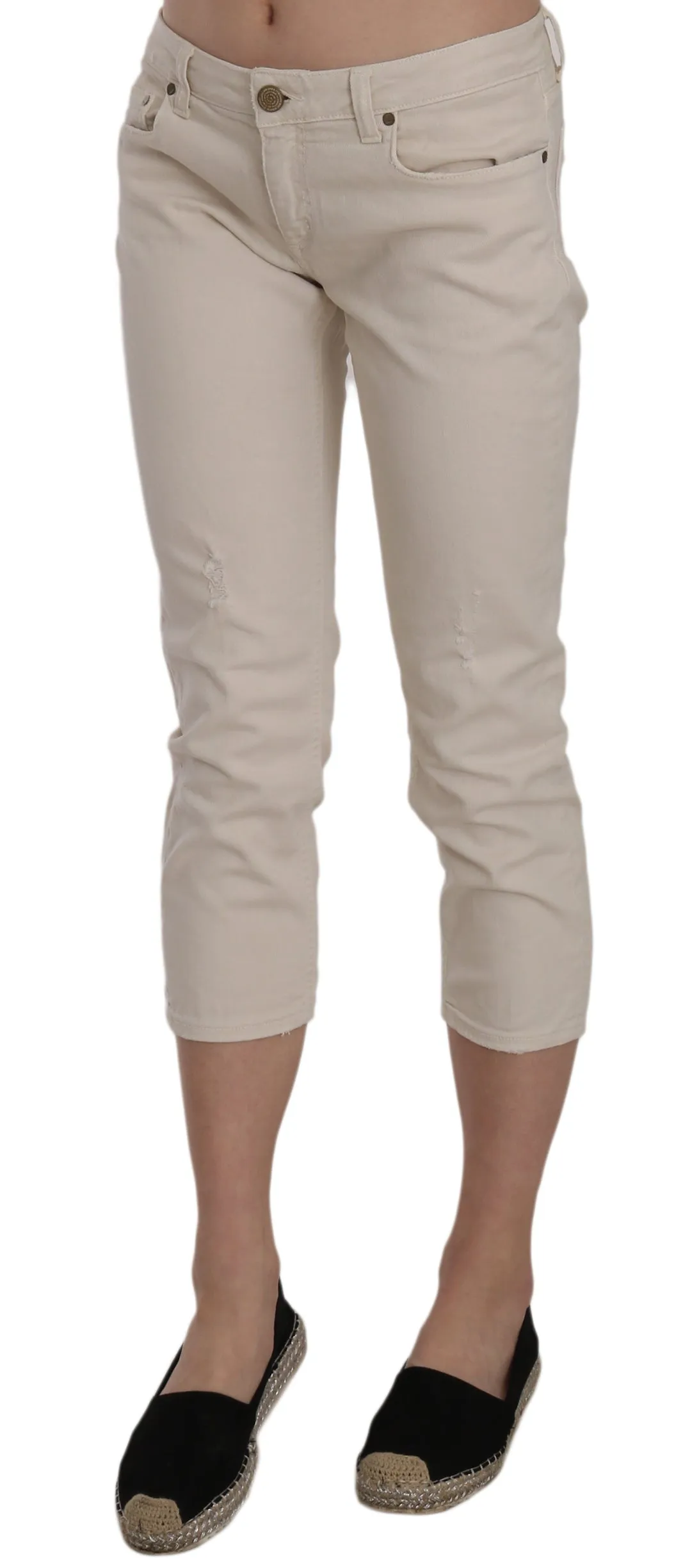 Dondup  Cotton Stretch Low Waist Skinny Cropped Capri Women's Jeans