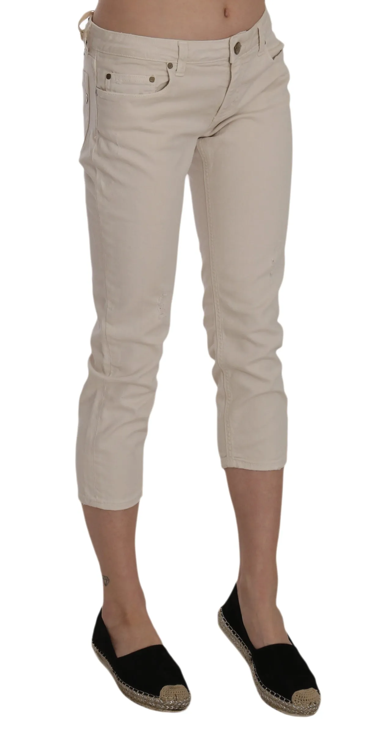 Dondup  Cotton Stretch Low Waist Skinny Cropped Capri Women's Jeans