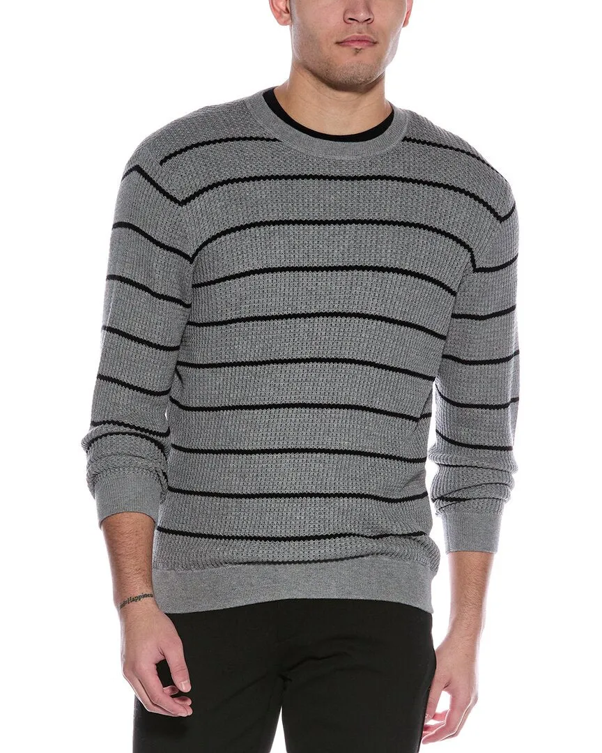 Douglas Anthony Textured Stripe Cashmere-Blend Crewneck Sweater