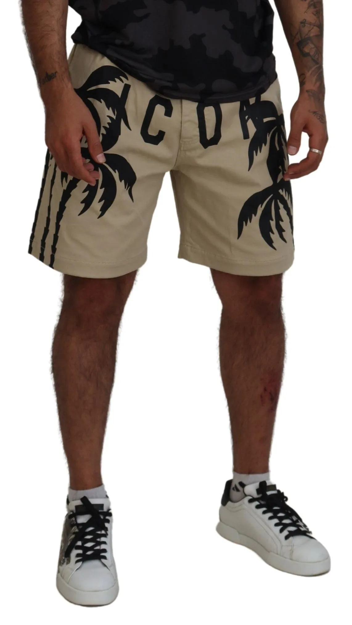 Dsqua²  Cotton Logo Printed Above Knee Men's Shorts