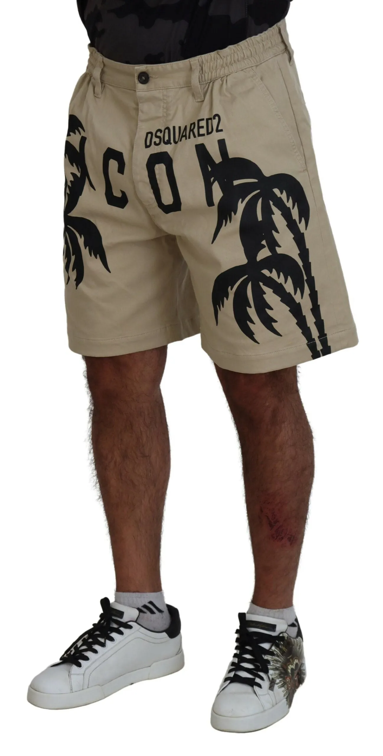 Dsqua²  Cotton Logo Printed Above Knee Men's Shorts