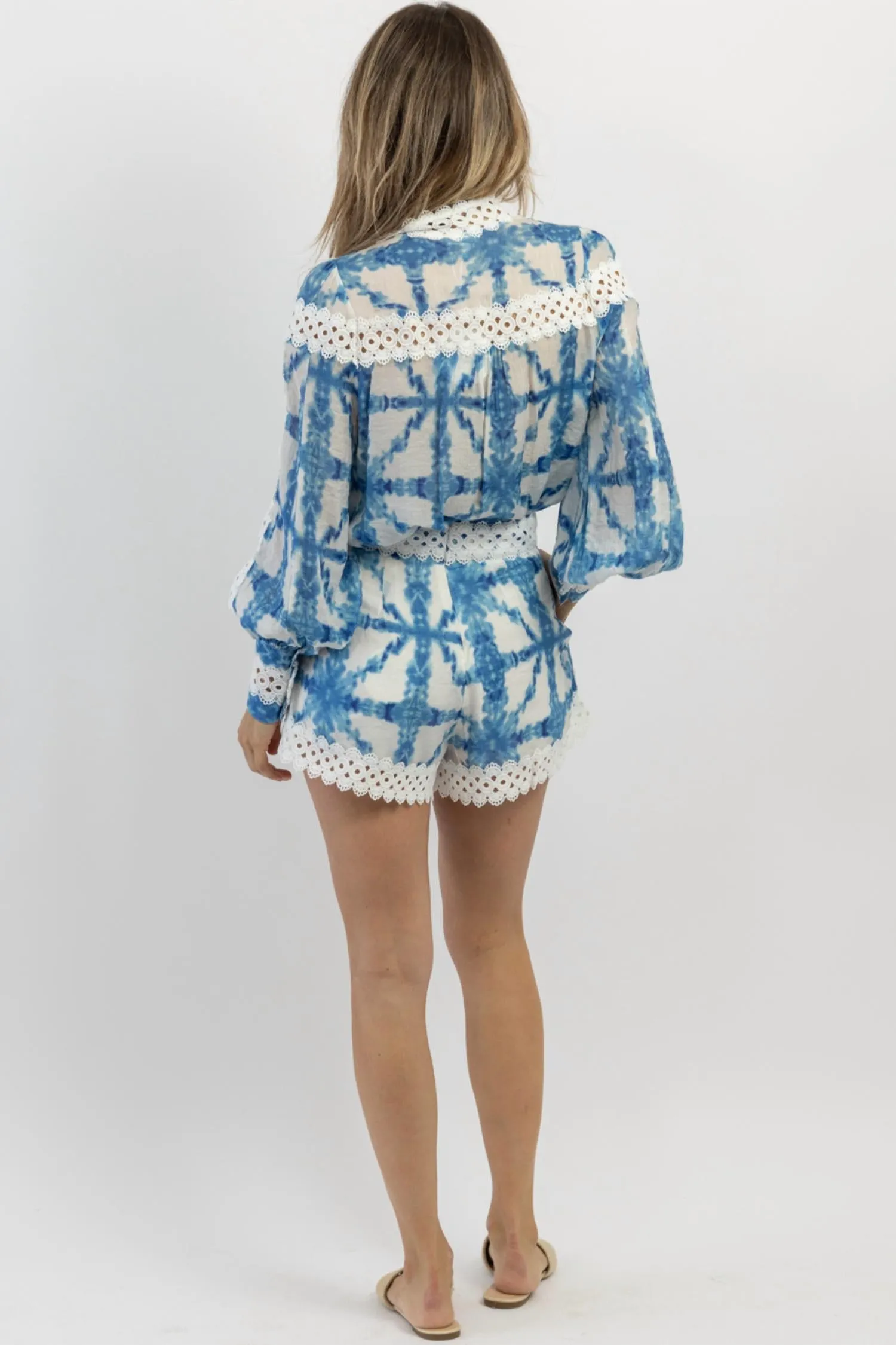 Dyed Blouse   Short Set In Riptide