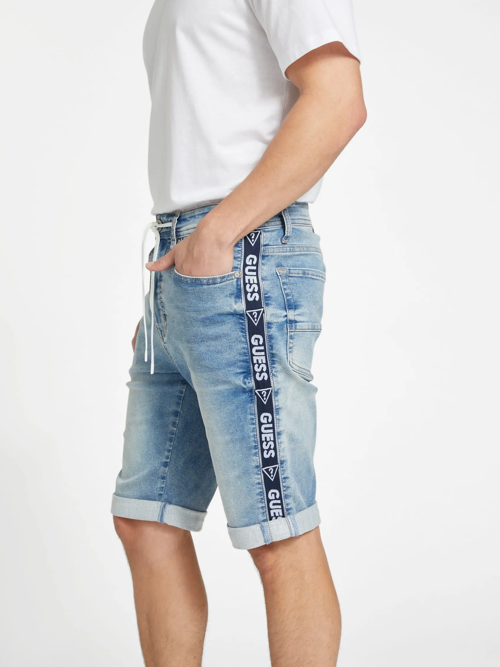 Eco Kyler Logo-Tape Denim Shorts