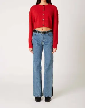 Enzo Crop Cardigan In Red
