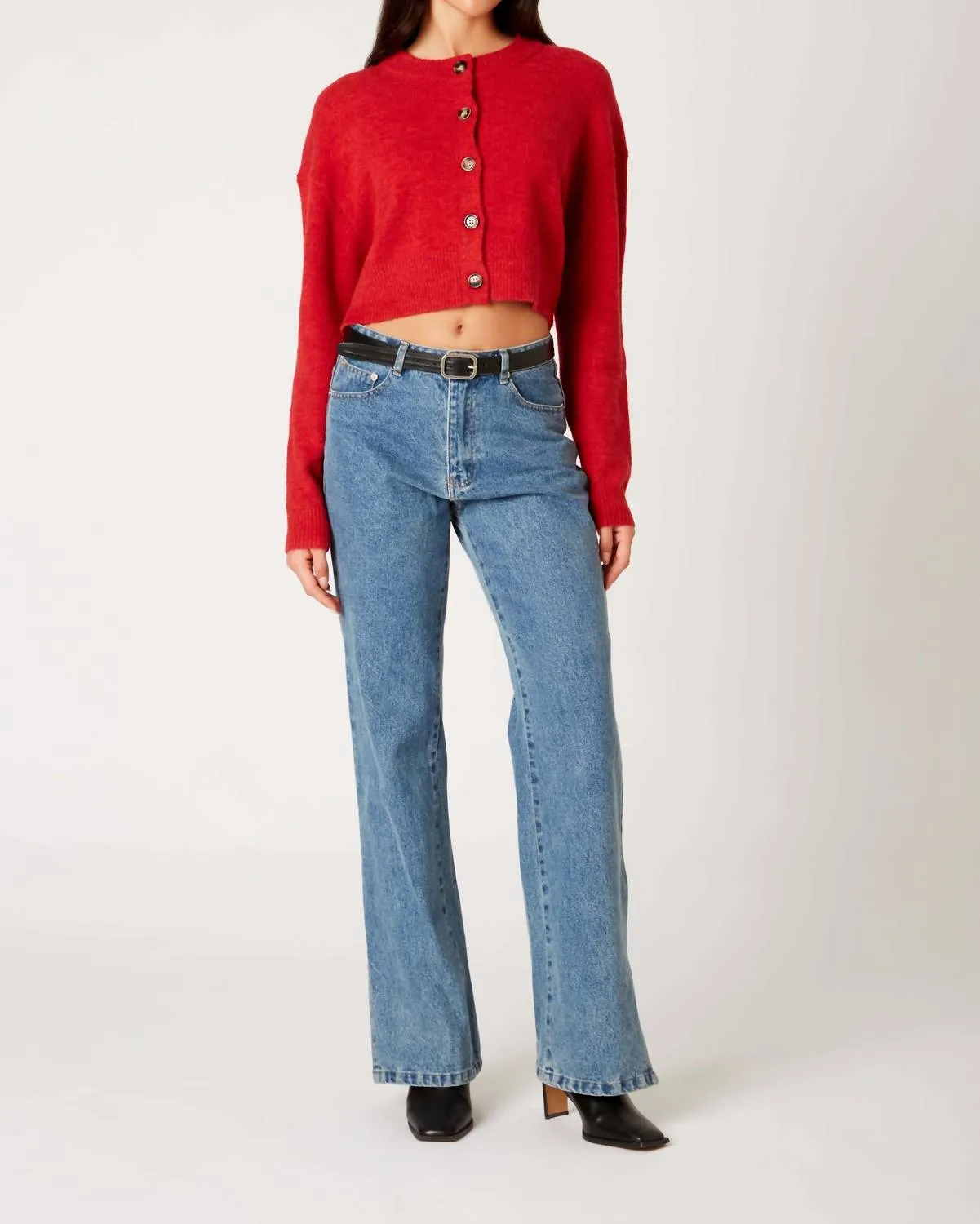 Enzo Crop Cardigan In Red