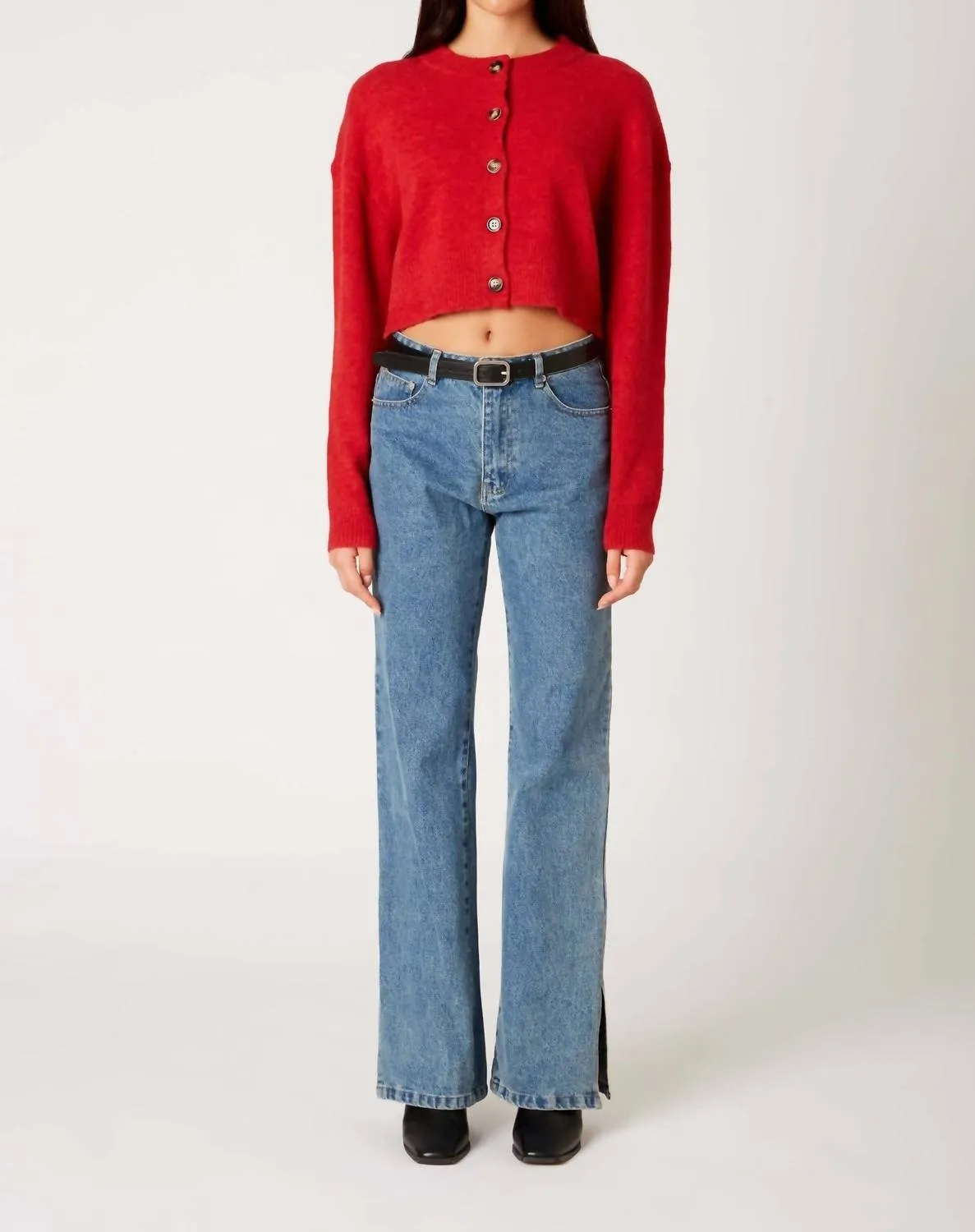Enzo Crop Cardigan In Red