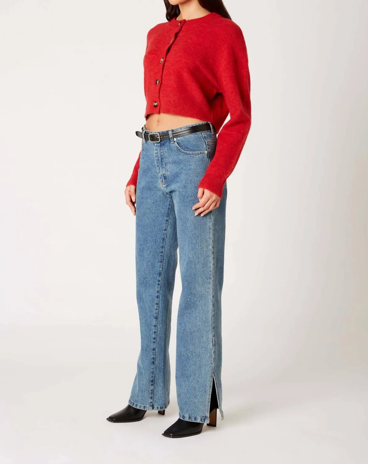 Enzo Crop Cardigan In Red