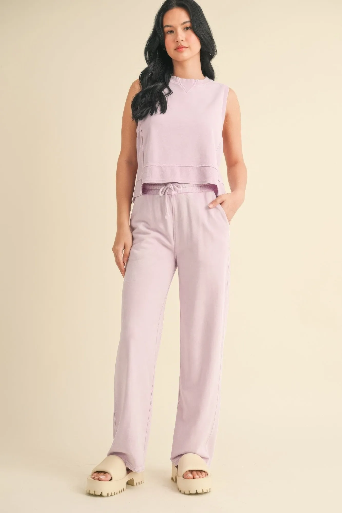 FASHNZFAB Women's Mineral Wash Sleeveless Top