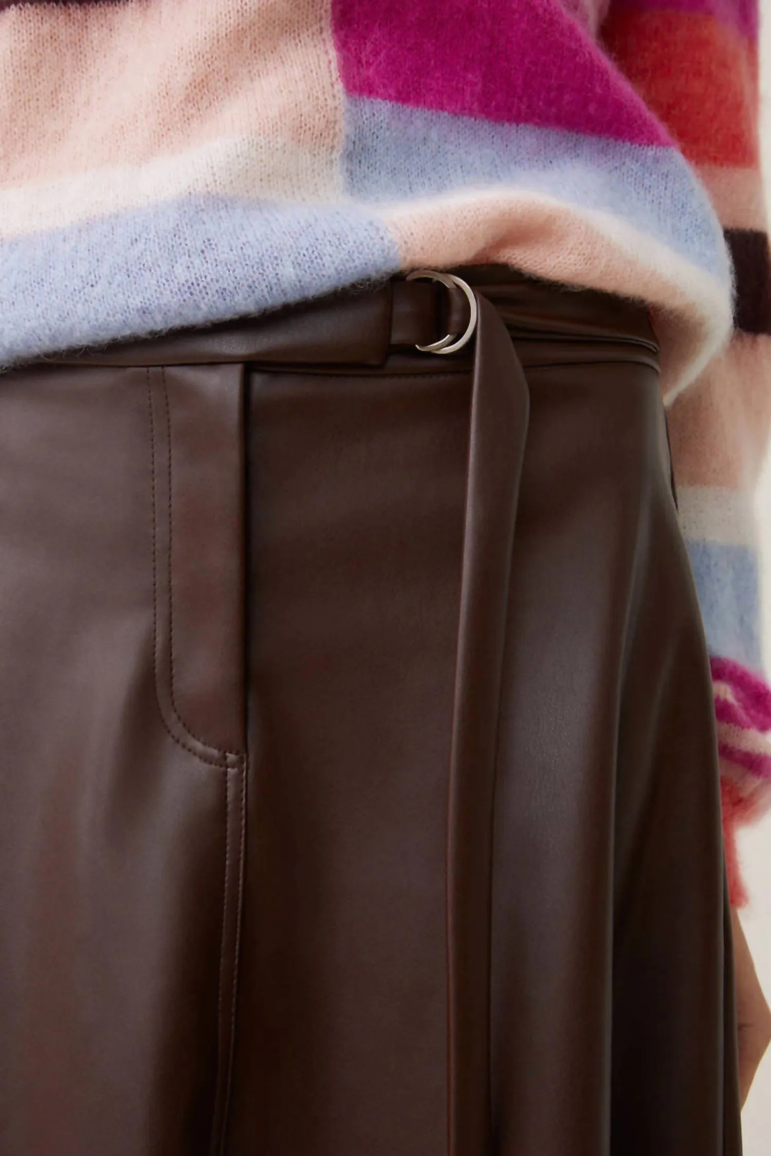 Floyd Faux Leather Skirt In Chocolate